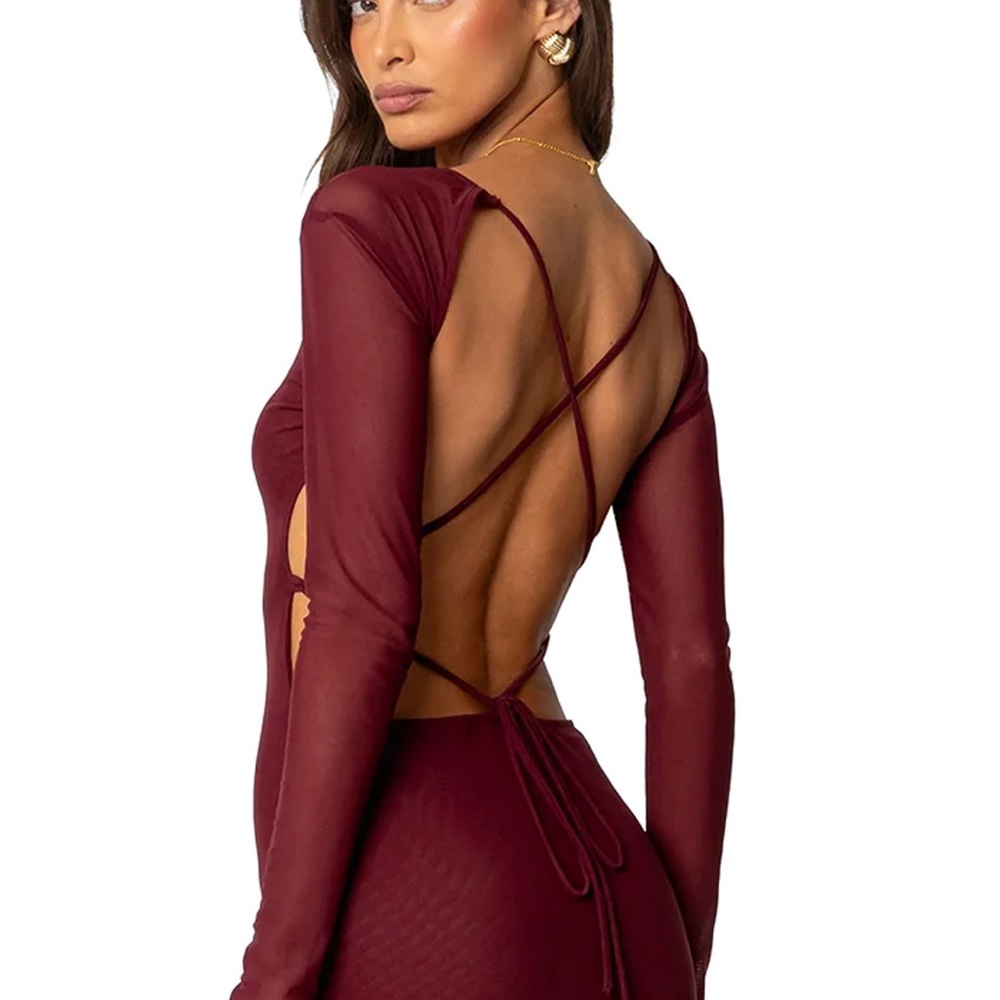 Edikted Deep Red Backless Dress